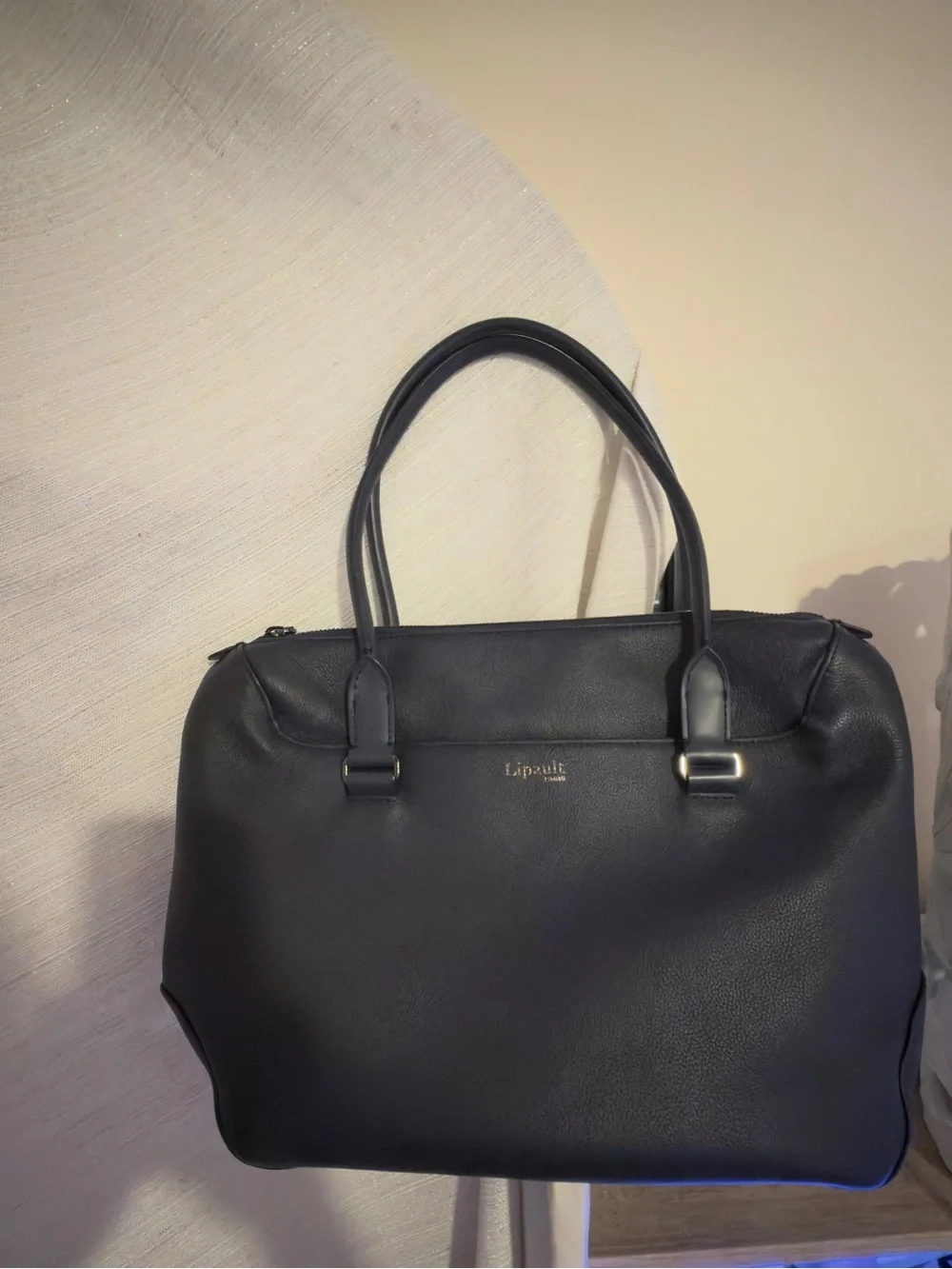 Lipault Black Leather Laptop Bag for Women